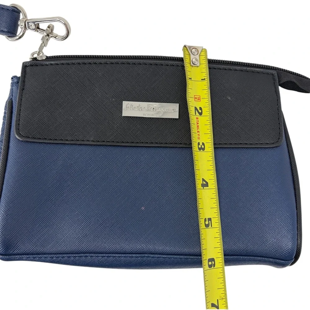Salvatore Ferragamo Parfums Travel Toiletry Cosmetic Bag Navy Black Wristlet